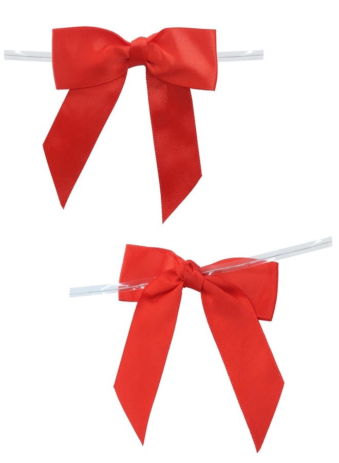 Verkelly 50 Pack 3.5 Inch Satin Ribbon Twist Tie Bows for Gift Wrapping, Treat Bags, Party Favors, and Decorations(Red) - Image 4